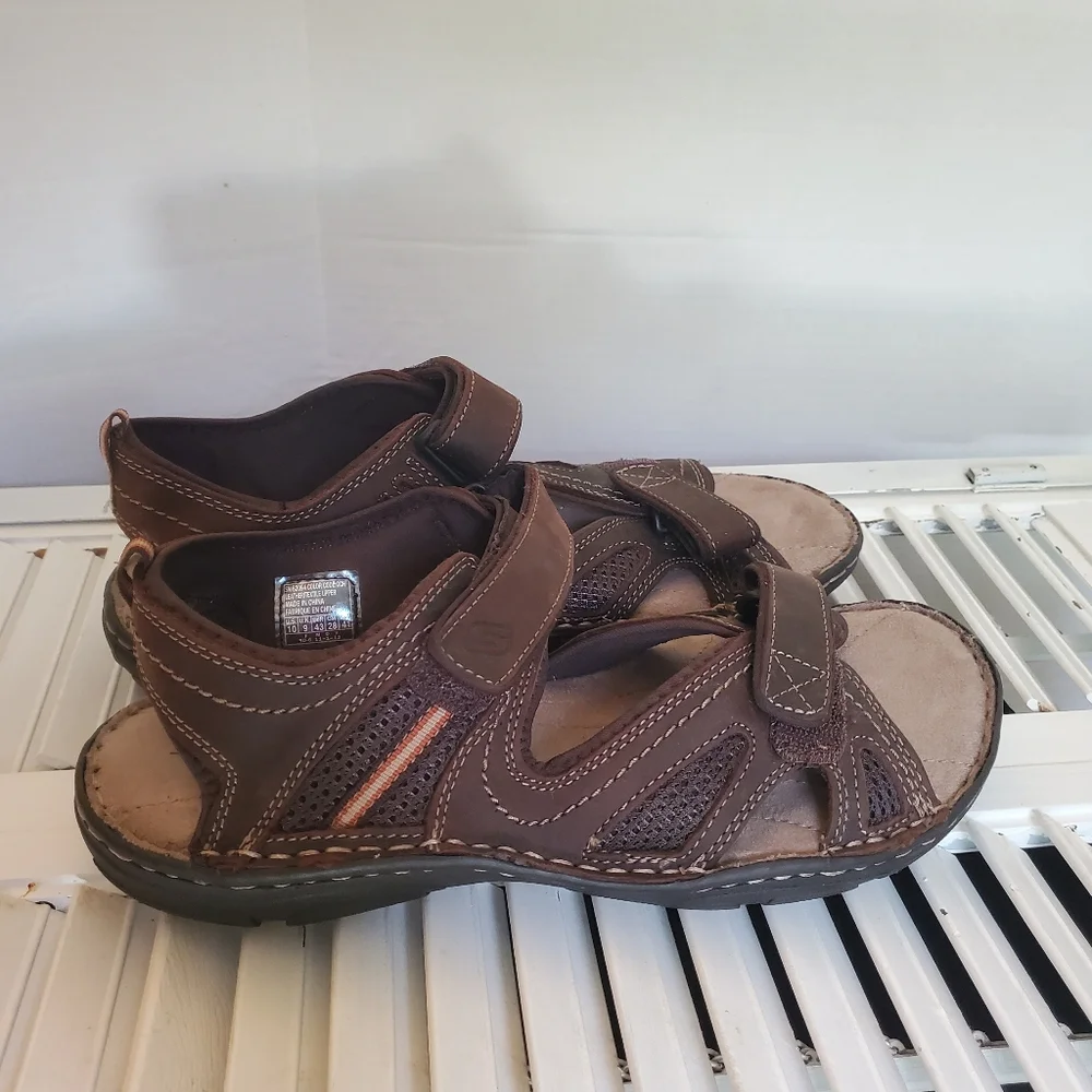 Skechers Men's Brown Leather Strap Sandals, Size 10